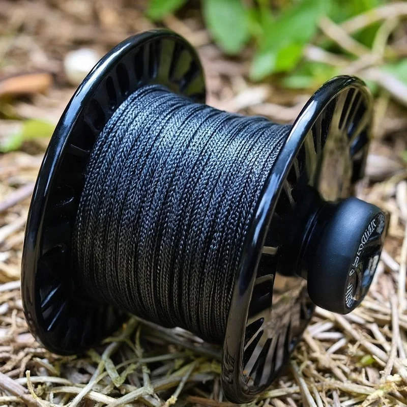 80 lb braided fishing line spool close up detail