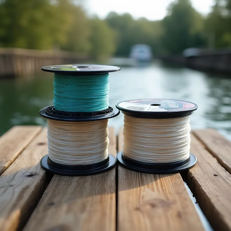 beginner angler choosing fishing line at tackle shop