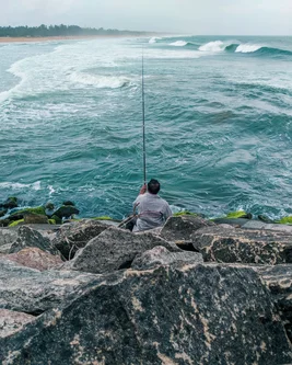 Close-up of saltwater braided fishing line spooled on a spinning reel